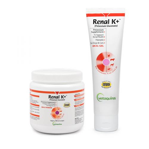 Renal K+ supplement for kidney renal health in cats and dogs from Vetoquinol Renal K+ supplement for kidney renal health in cats and dogs from Vetoquinol